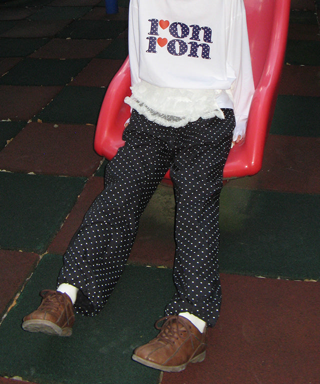 RONRON BACK HEART POCKET BANDING JOGGER PANTS NAVY DOT RONRON BACK HEART POCKET BANDING JOGGER PANTS NAVY DOT