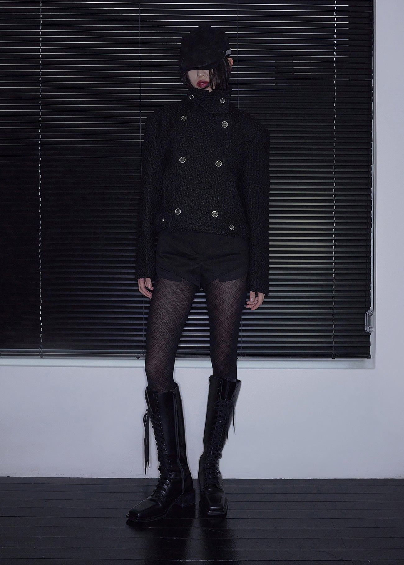BOHEMSEO BELTED HALF COAT, TWEED BLACK – SeoulSeoul