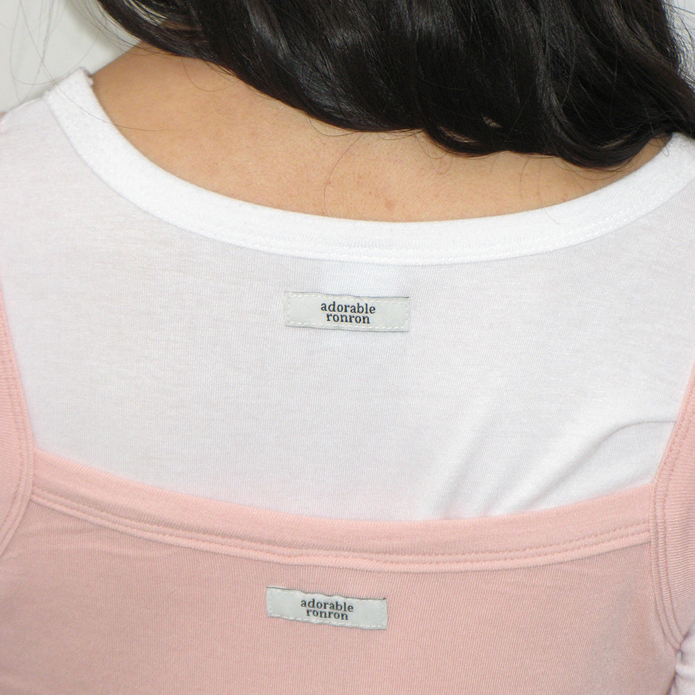 春の人気【RONRON】 PENDANT RUFFLE LAYERED SLIM LONG SLEEVE RONRON PENDANT RUFFLE LAYERED SLIM SLEEVELESS SOFT BLUE