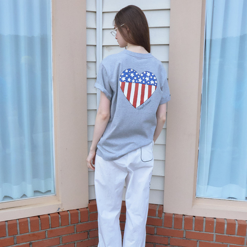 RONRON AMERICAN HEART BASIC FIT T SHIRT GREY – SeoulSeoul