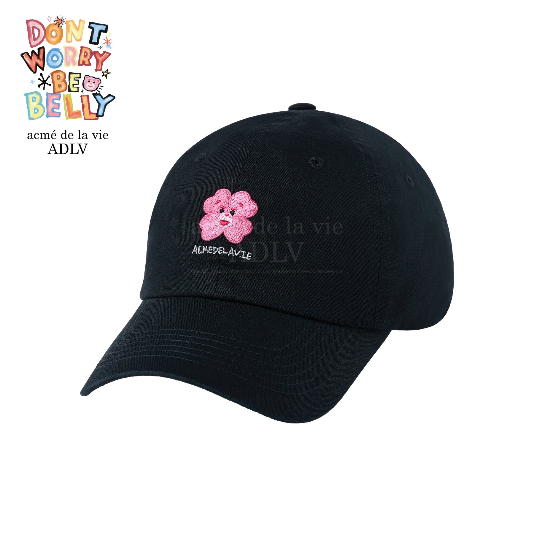 さらに100円引き◆ACME DE LA VIE◆CLOVER BELLY BALL CAP acmé de la vie BELLY GOM X ADLV CLOVER BELLY BALL CAP BLACK