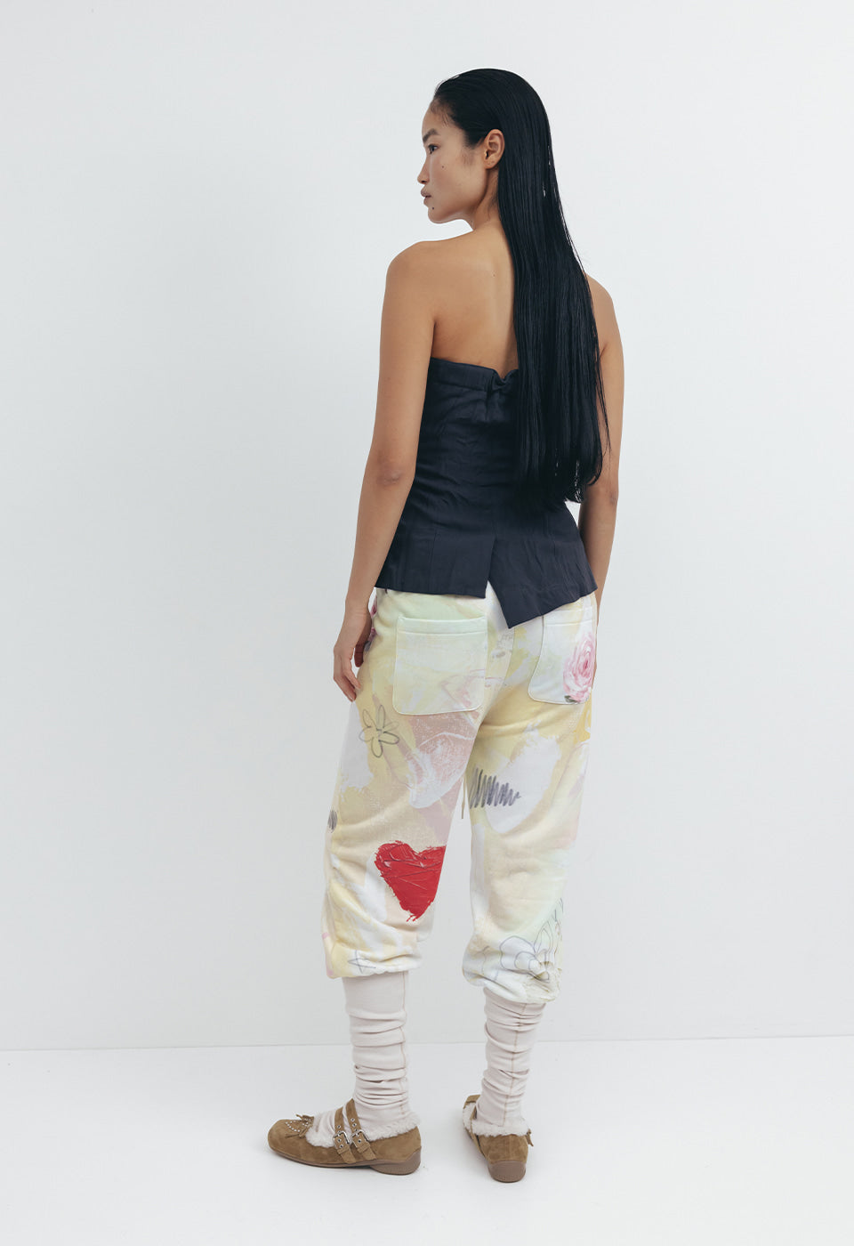 OPEN YY GRAPHIC LAYERED KNEE SOCKS PANTS, MULTI – SeoulSeoul