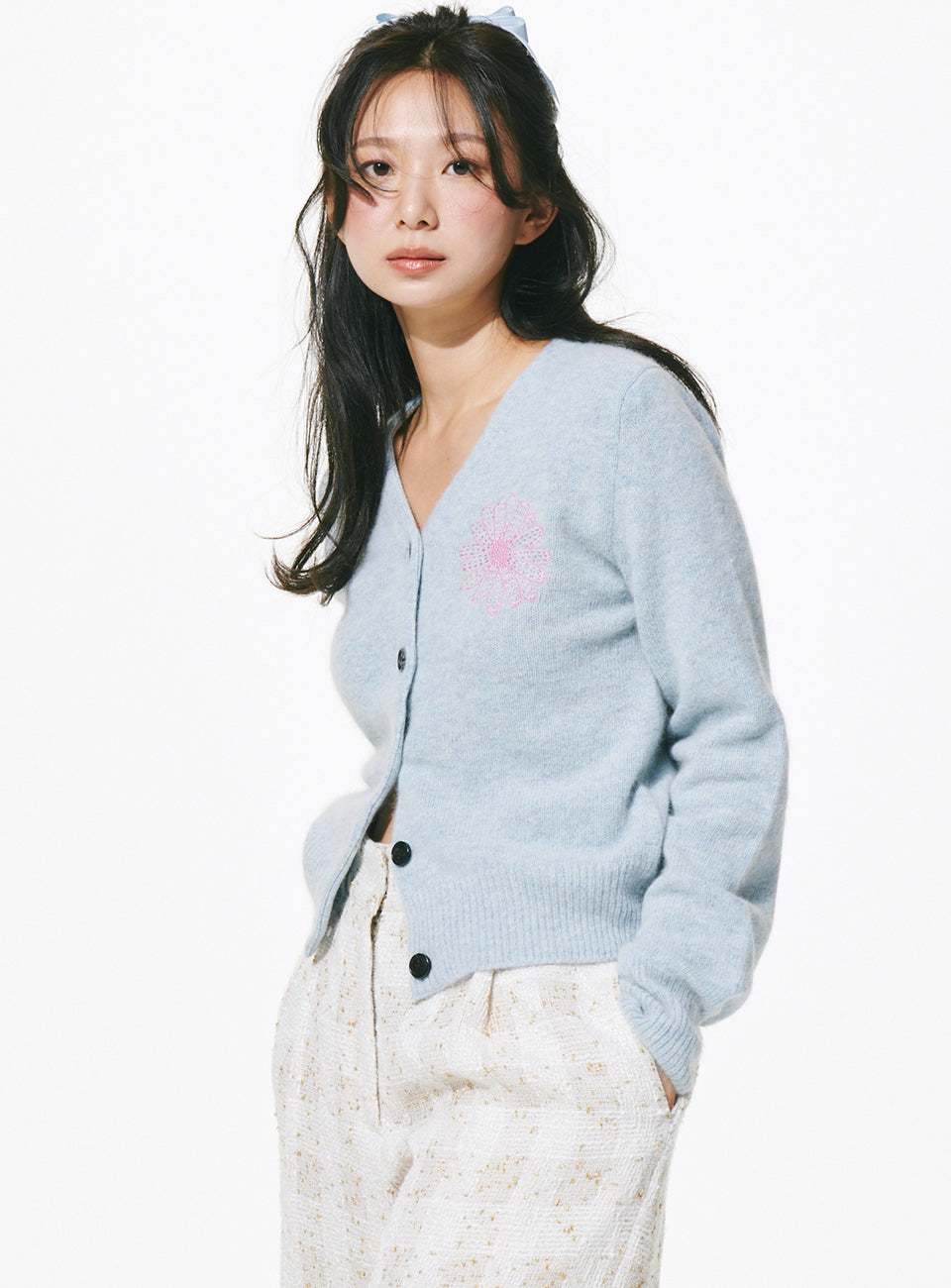 【Miseki SEOUL】25ss Long layered cardigan one piece Miseki SEOUL】25SS☆ Bow over cardigan