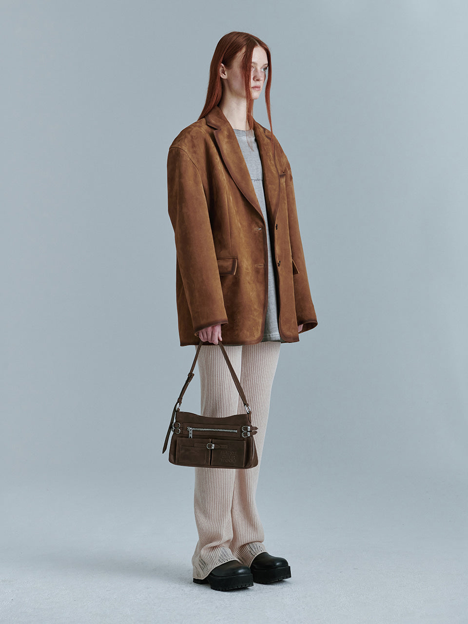 [Margesherwood ] / ☆ ZIPPER SMALL / washed brown pull-up Brown Zipper Small Bag by MARGESHERWOOD on Sale