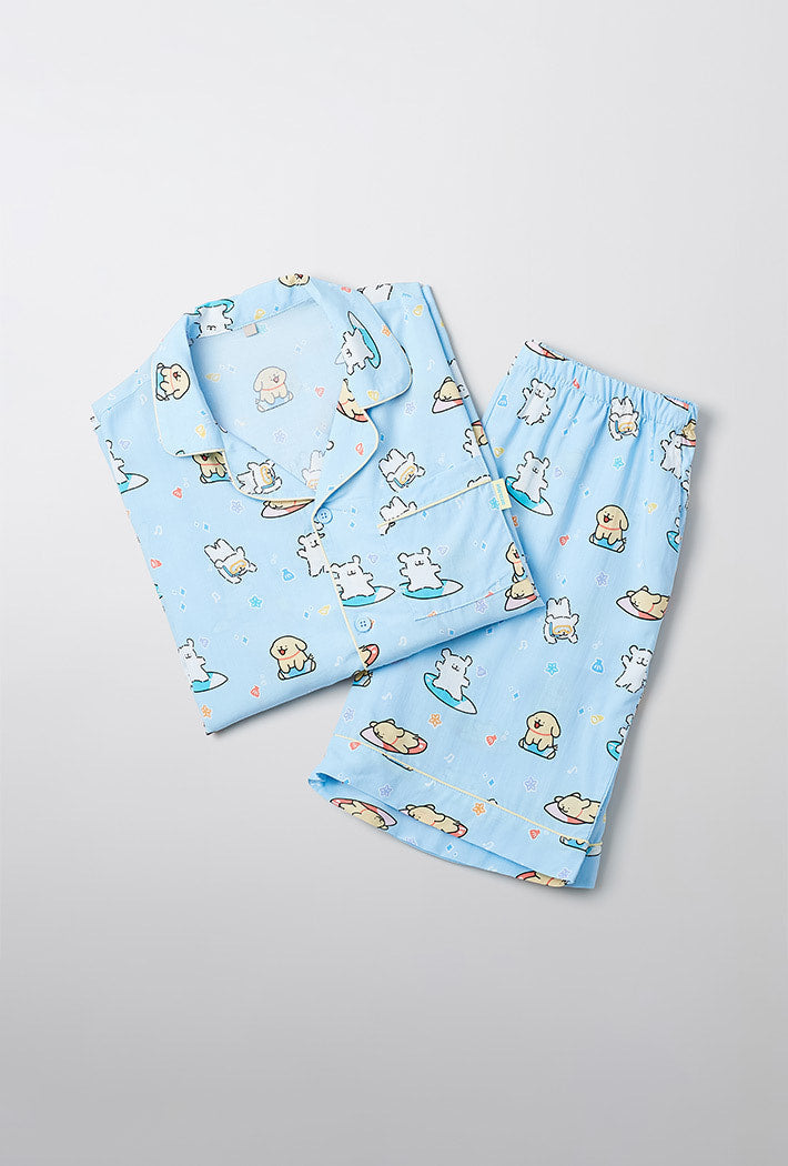 ◆SPAO◆ Maltese Oguogu Maltese Short Sleeve Pajamas LIGHT B SPAO x Maltese Short Sleeve Pajamas LIGHT BLUE – SeoulSeoul