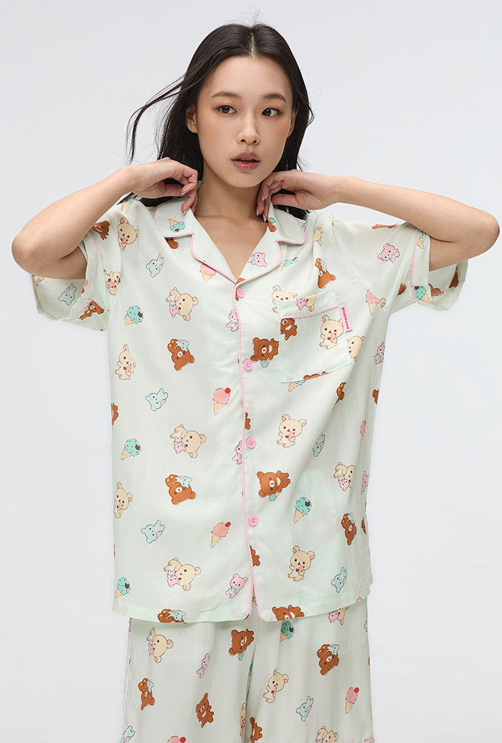 ★ SPAO★ Rilakkuma Kuma's Summer Short Sleeve Pajamas MINT SPAO x Rilakkuma Short Sleeve Pajamas MINT – SeoulSeoul