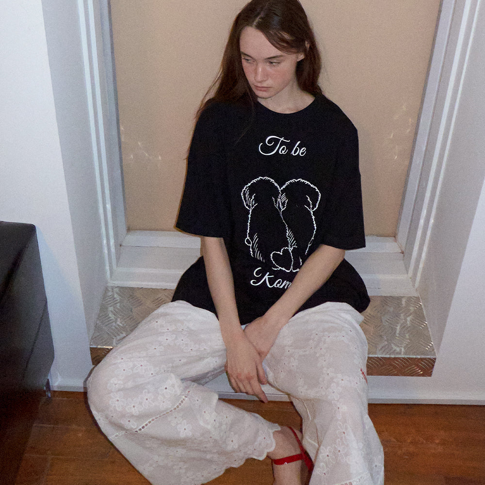 Tシャツ・カットソー RONRON PUPPY TAILS OVER FIT T SHIRT BUTTER RONRON PUPPY TAILS OVER FIT T SHIRT WHITE – SeoulSeoul