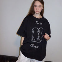 RONRON PUPPY TAILS OVER FIT T SHIRT BLACK