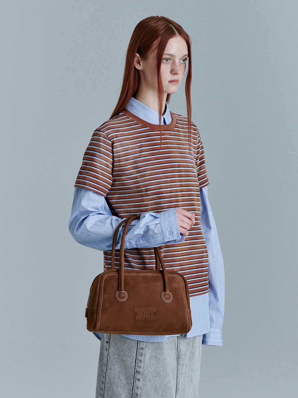 [Margesherwood] / ☆ DUMPLING TOTE / chestnut nubuck MARGESHERWOOD Dumpling tote chestnut nubuck suede leather