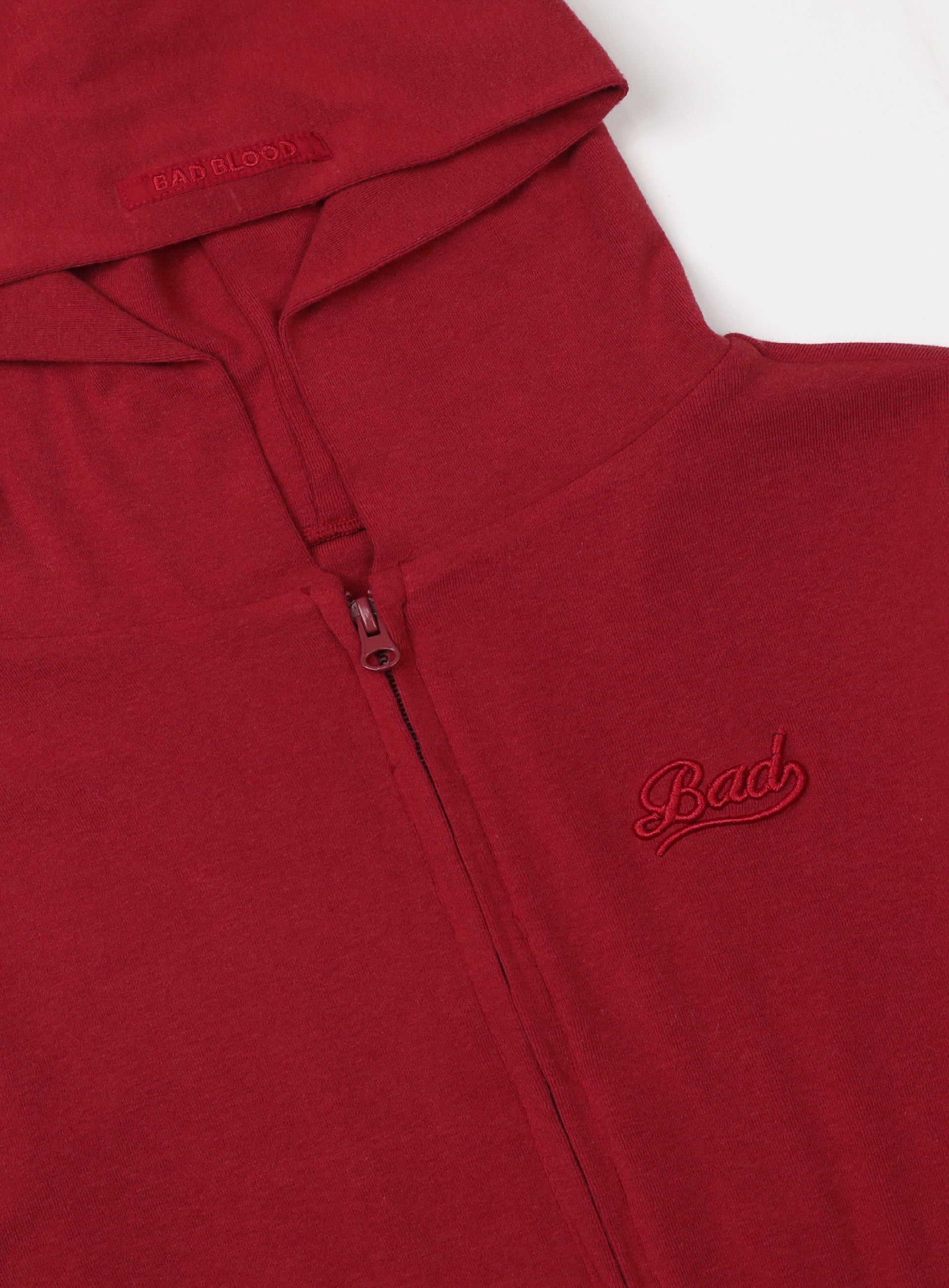 BAD BLOOD Beyond Soft Hood Zip-Up Slim Fit - Carmine