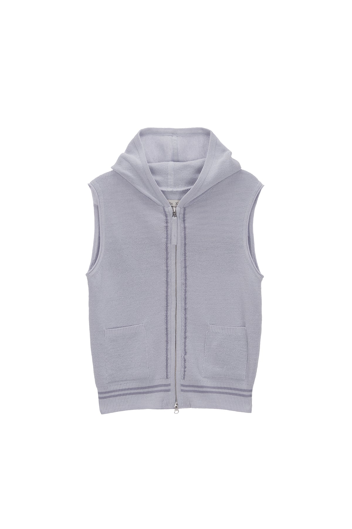 【MATIN KIM】HOODY POINT LOGO KNIT VEST FOR WOMEN Matin Kim Hoody Point Logo Knit Vest For Women In Lilac