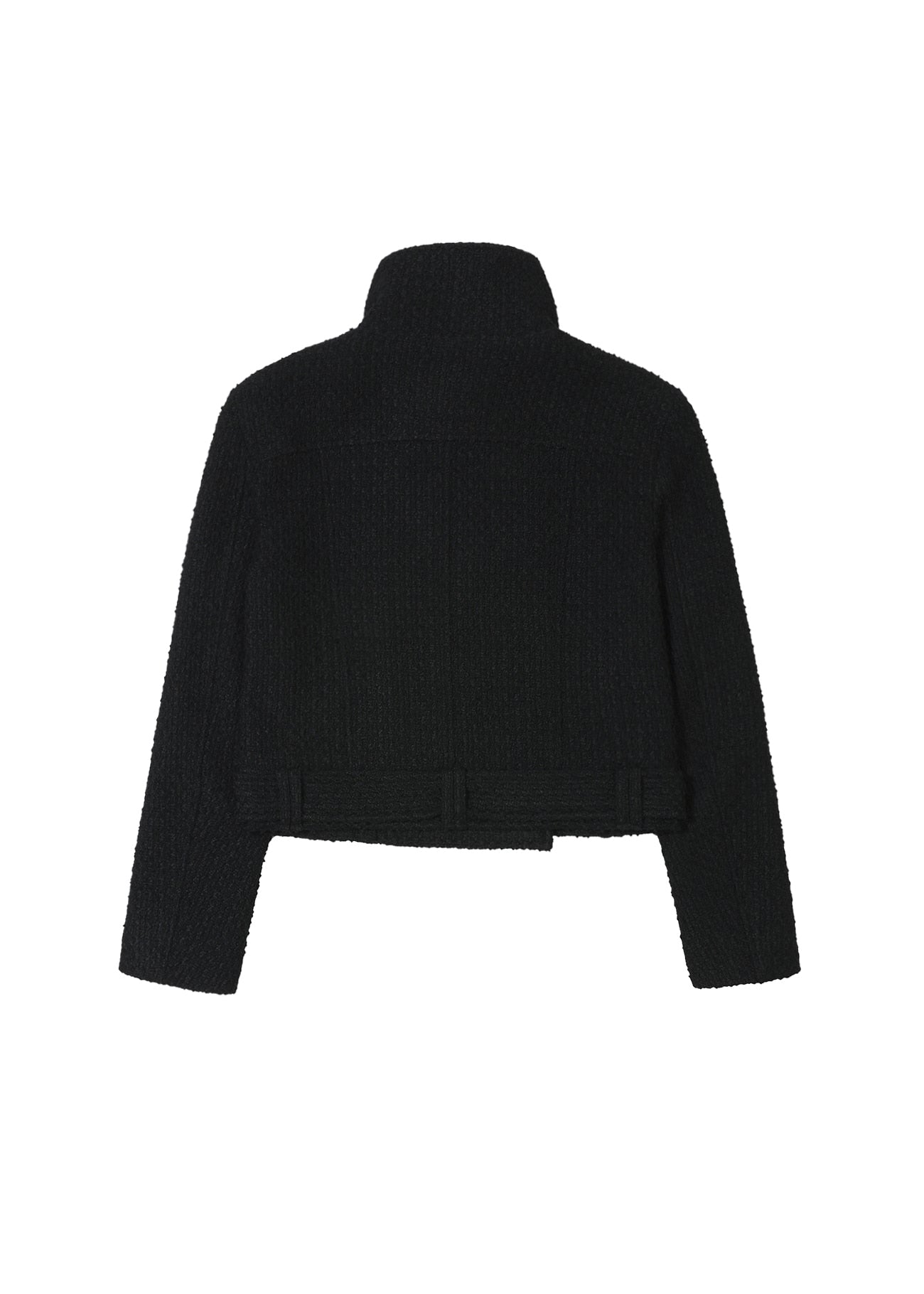 BOHEMSEO BELTED HALF COAT, TWEED BLACK – SeoulSeoul