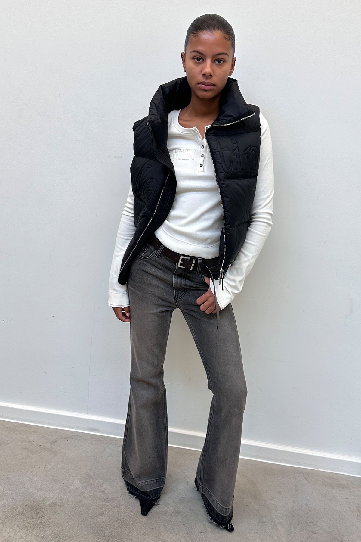 ★MATIN KIM ★BIG LOGO POINT DOWN VEST FOR WOMEN BIG LOGO POINT DOWN VEST FOR WOMEN IN LIGHT BLUE – Matin Kim