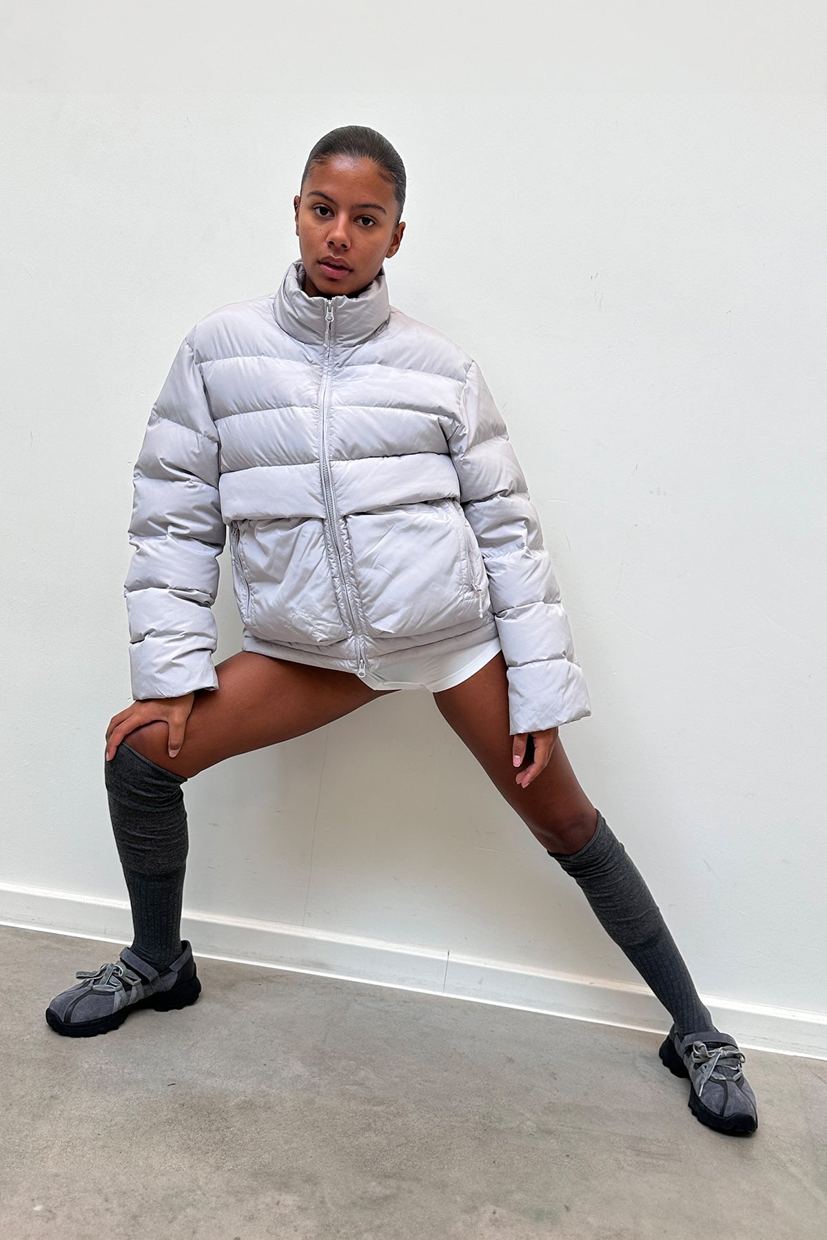 MATIN KIM BIG POCKET PUFFER DOWN JUMPER FOR WOMEN IN GREY