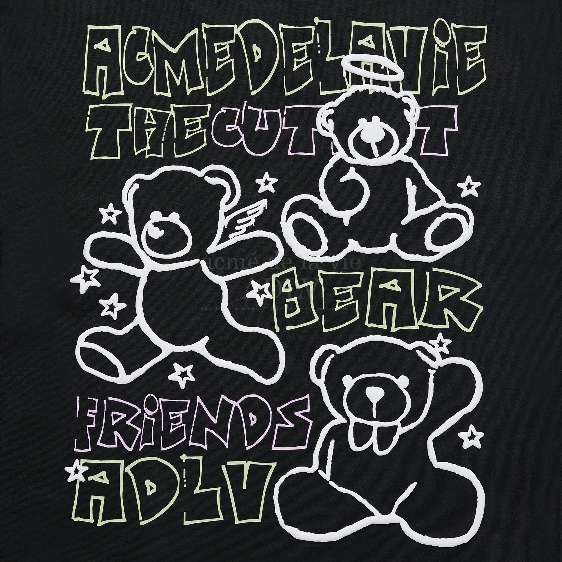 Tシャツ・カットソー ACME DE LA VIE BEAR FRIENDS DOODLE ARTWORK SHORT SLE 4BUK065 acmé de la vie ADLV BEAR FRIENDS DOODLE ARTWORK SHORT SLEEVE