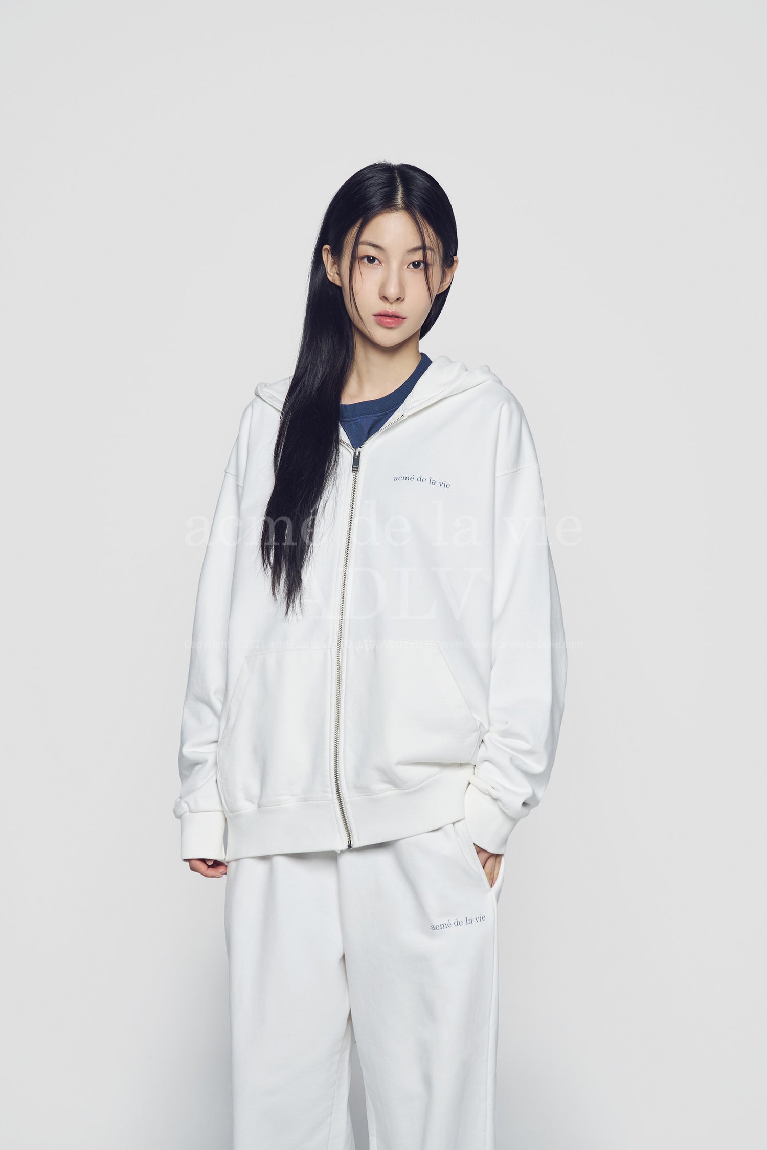 アクメドラビ★UNI_BASIC BIO WASHING HOODIE ZIP UP_5色 acmé de la vie ADLV BASIC BIO WASHING HOODIE ZIP UP NAVY