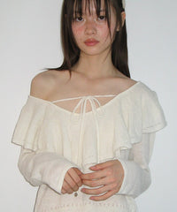 RONRON RUFFLE SKASHI KNIT BLOUSE IVORY