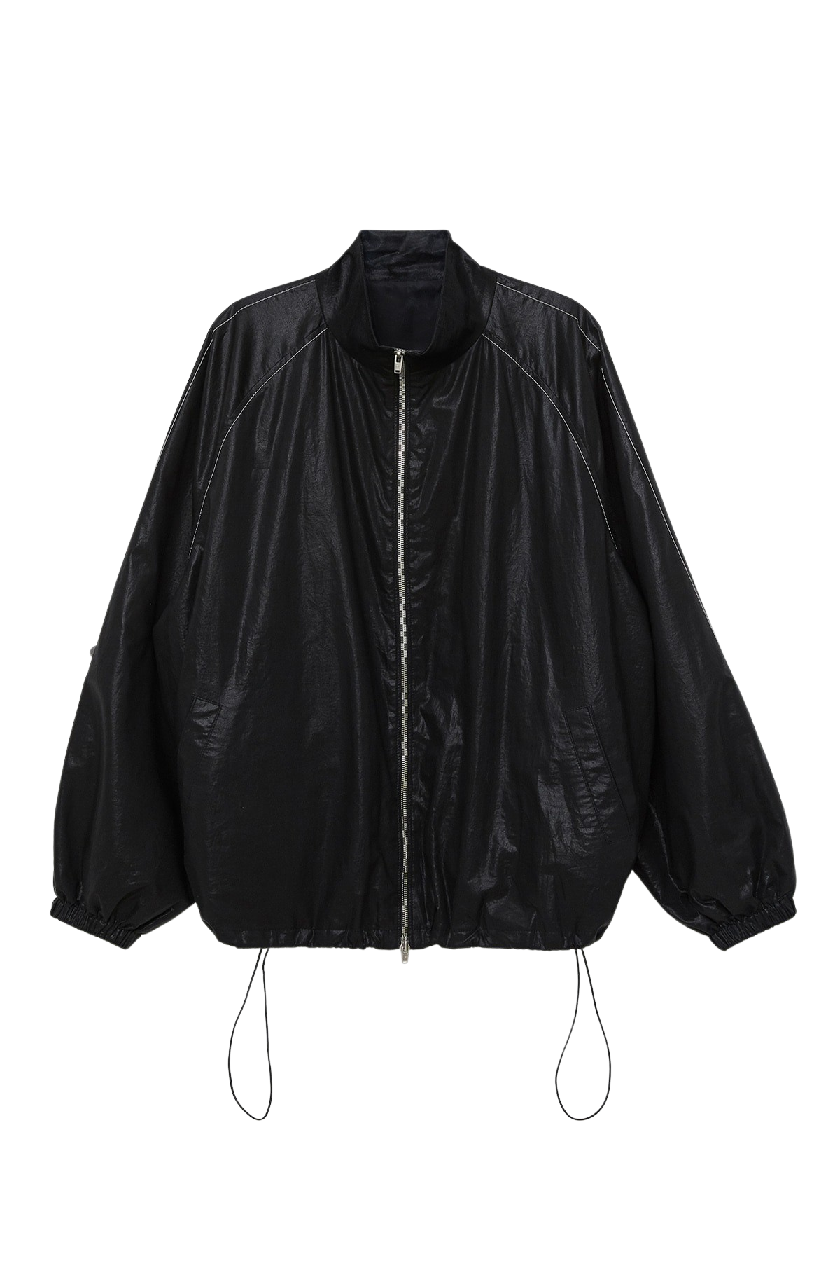 Matin Kim HIGH NECK EMBROIDERED LOGO ZIP UP FOR WOMEN IN BLACK main image 1