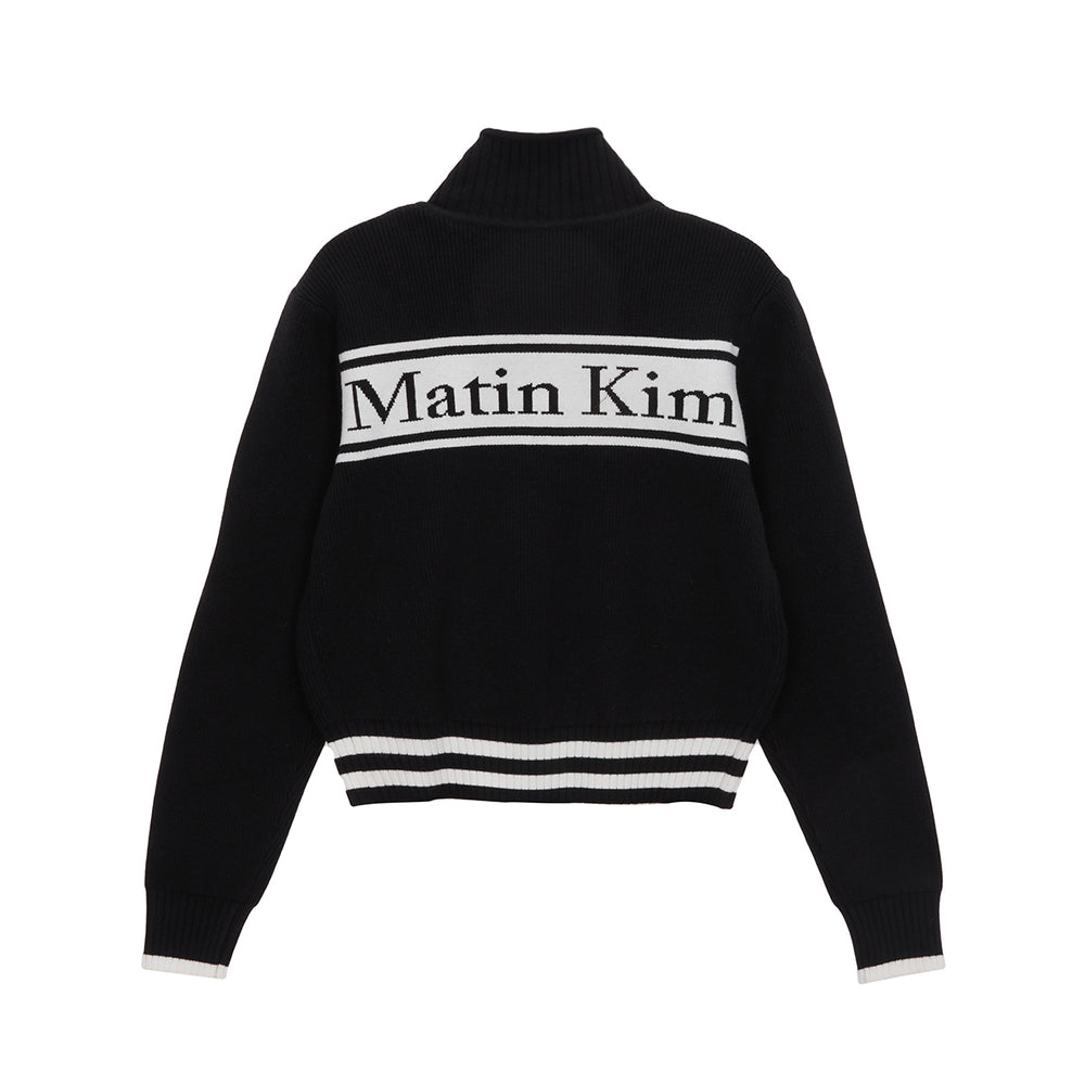 MATIN KIM SPELL POINT STRIPE KNIT CARDIGAN IN BLACK – SeoulSeoul 