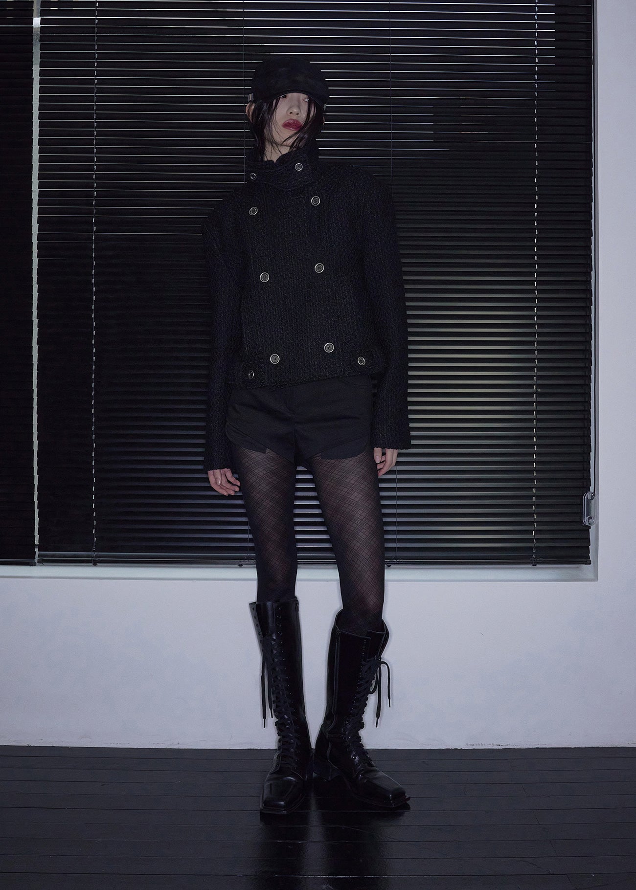 BOHEMSEO BELTED HALF COAT, TWEED BLACK – SeoulSeoul