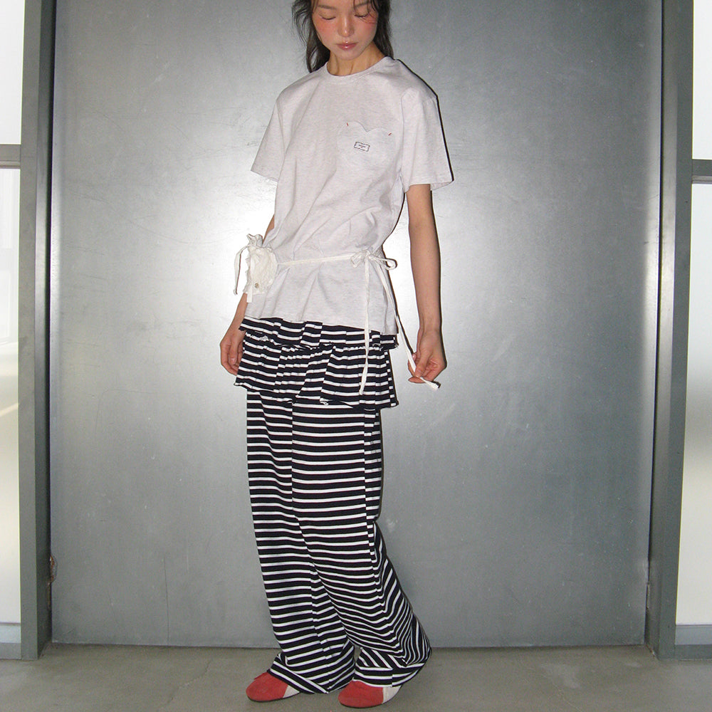 RONRON STRIPE CANCAN RUFFLE LAYERED PANTSKIRT NAVY – SeoulSeoul