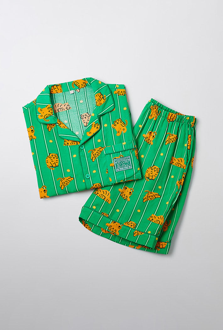 SPAO x Mujik Tiger Short Sleeve Pajamas GREEN – SeoulSeoul