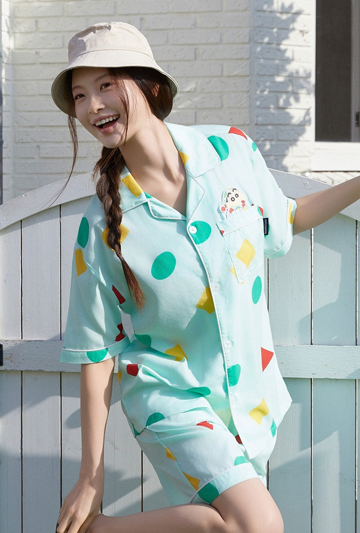SPAO x CRAYON SHINCHAN Short Sleeve Sleep Pajamas MINT