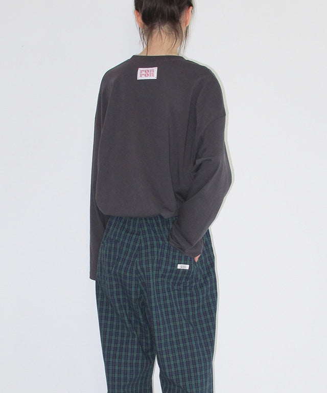RONRON BACK HEART POCKET BANDING JOGGER PANTS GREEN CHECK RONRON BACK HEART POCKET BANDING JOGGER PANTS GREEN CHECK