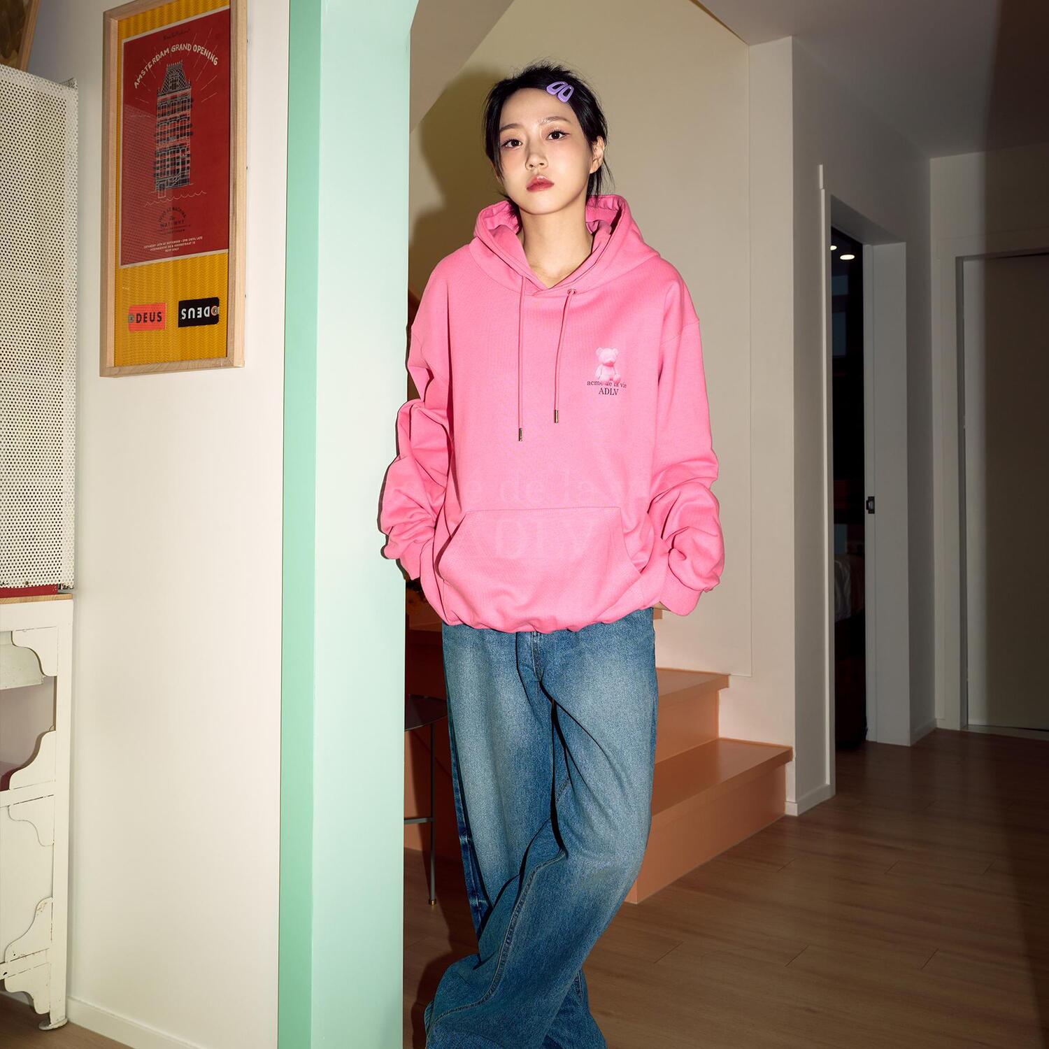 acmé de la vie ADLV FUZZY BEAR HOODIE DARK PINK – SeoulSeoul