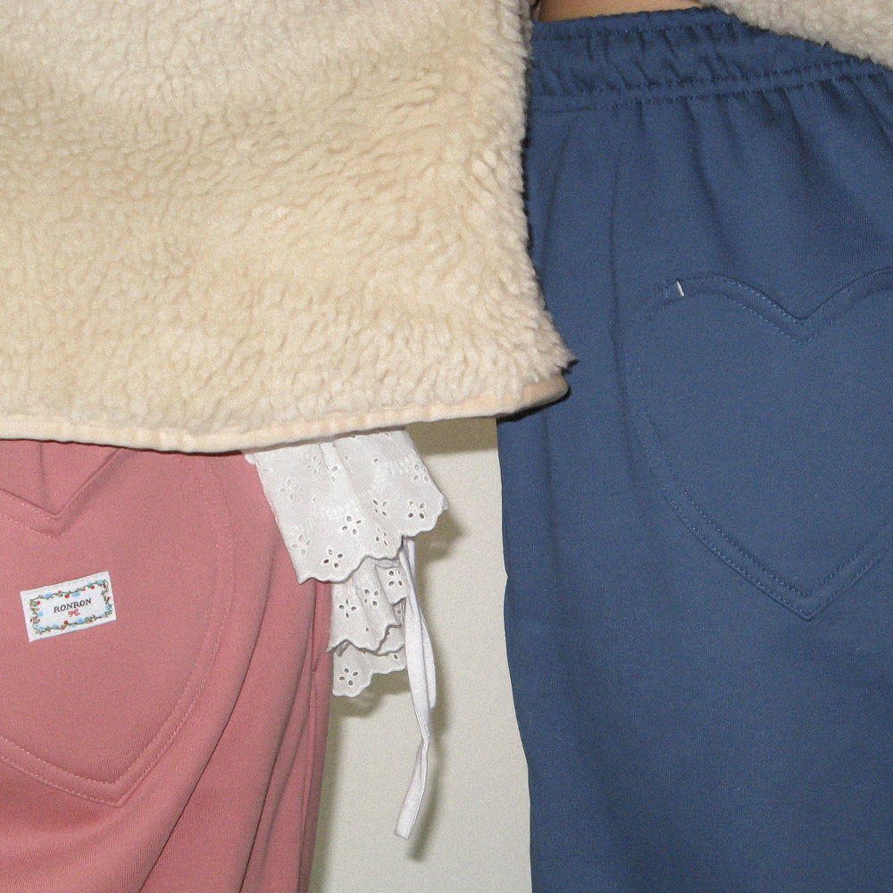 RONRON BACK HEART STITCH POCKET SWEAT JOGGER PANTS DUSTY