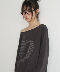 RONRON TYPE CAT OFF SHOULDER LONG SLEEVE CHARCOAL