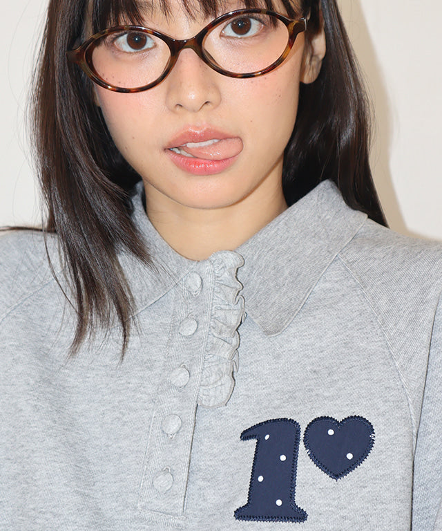 RONRON DOT R FRILL COLLAR SWEATSHIRT GREY – SeoulSeoul