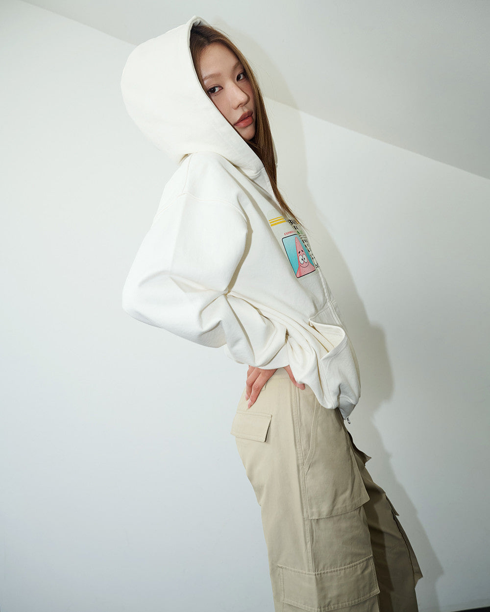 ADLV x SpongeBob Driver License Zip-Up Hoodie - Ivory | Authentic