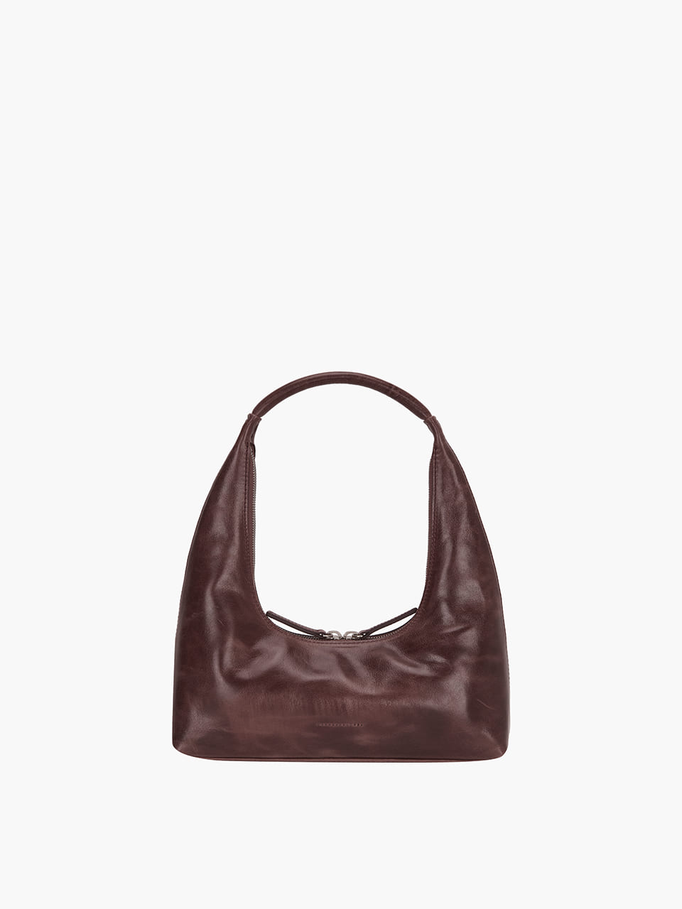 Brown leather handbag on a white background