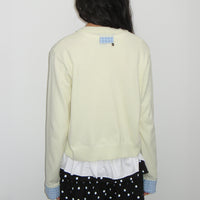 RONRON CHECK SHIRT POINTED KNIT CARDIGAN SOFT YELLOW
