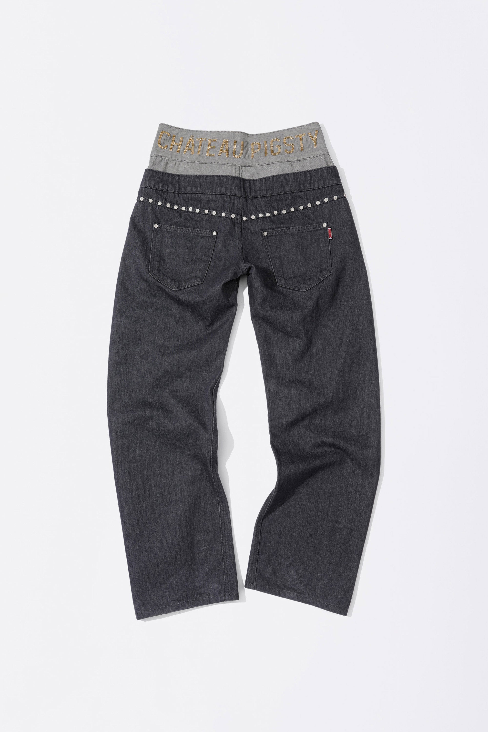 デニム・ジーパン [SCULPTOR]Beaded Layered Denim Pants Nonfade Gray 9b15a0576f45c33b422333fa5c3e60