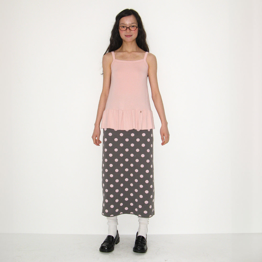 RONRON PENDANT RUFFLE LAYERED SLIM SLEEVELESS PINK – SeoulSeoul