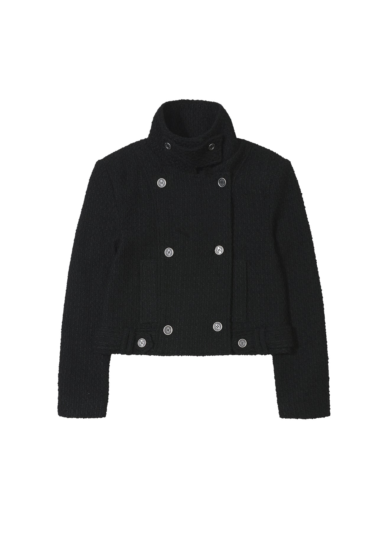 ジャケット・アウター bohemseo BELTED HALF COAT, TWEED BLACK BOHEMSEO BELTED HALF COAT, TWEED BLACK – SeoulSeoul