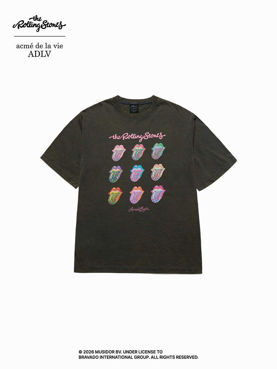 ADLV ROLLING ROLLING STONES GLOW ARCHIVE SHORT SLEEVE T-SHIRT CHARCOAL