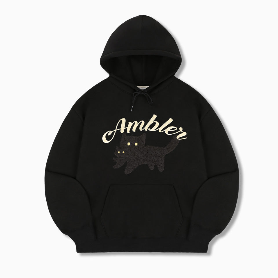 Tシャツ・カットソー +AMBLER+ Black cat unisex hooded sweatshirt black AHP1114 AMBLER Black Cat Over Fit Hoodie – SeoulSeoul
