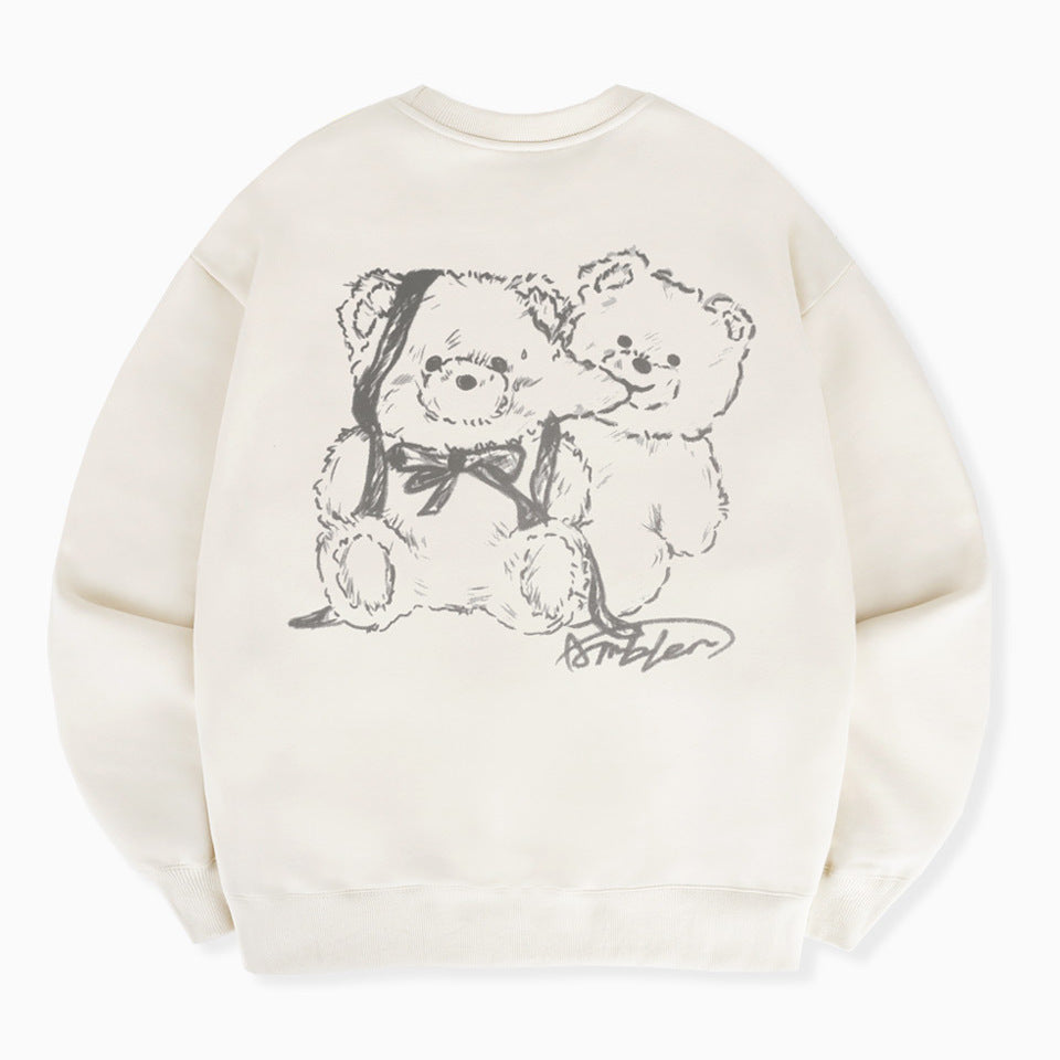 Tシャツ・カットソー +AMBLER+ I Bear U Overfit Raglan Sweatshirt Brown AMM1214 AMBLER Love Chu Bear Overfit Sweatshirt – SeoulSeoul