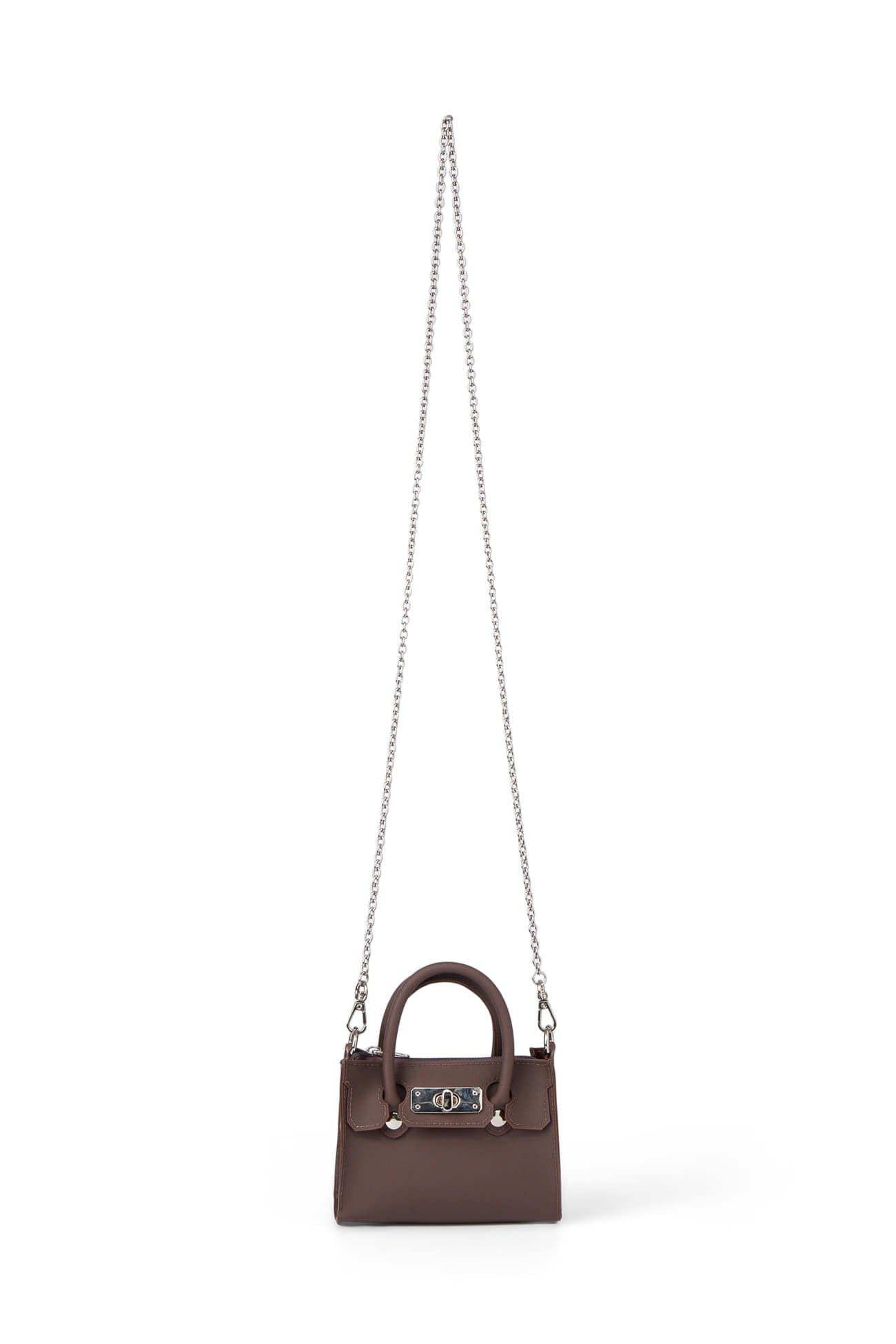 DEINET JELLY CHAIN MINI BAG IN BROWN FRONT
