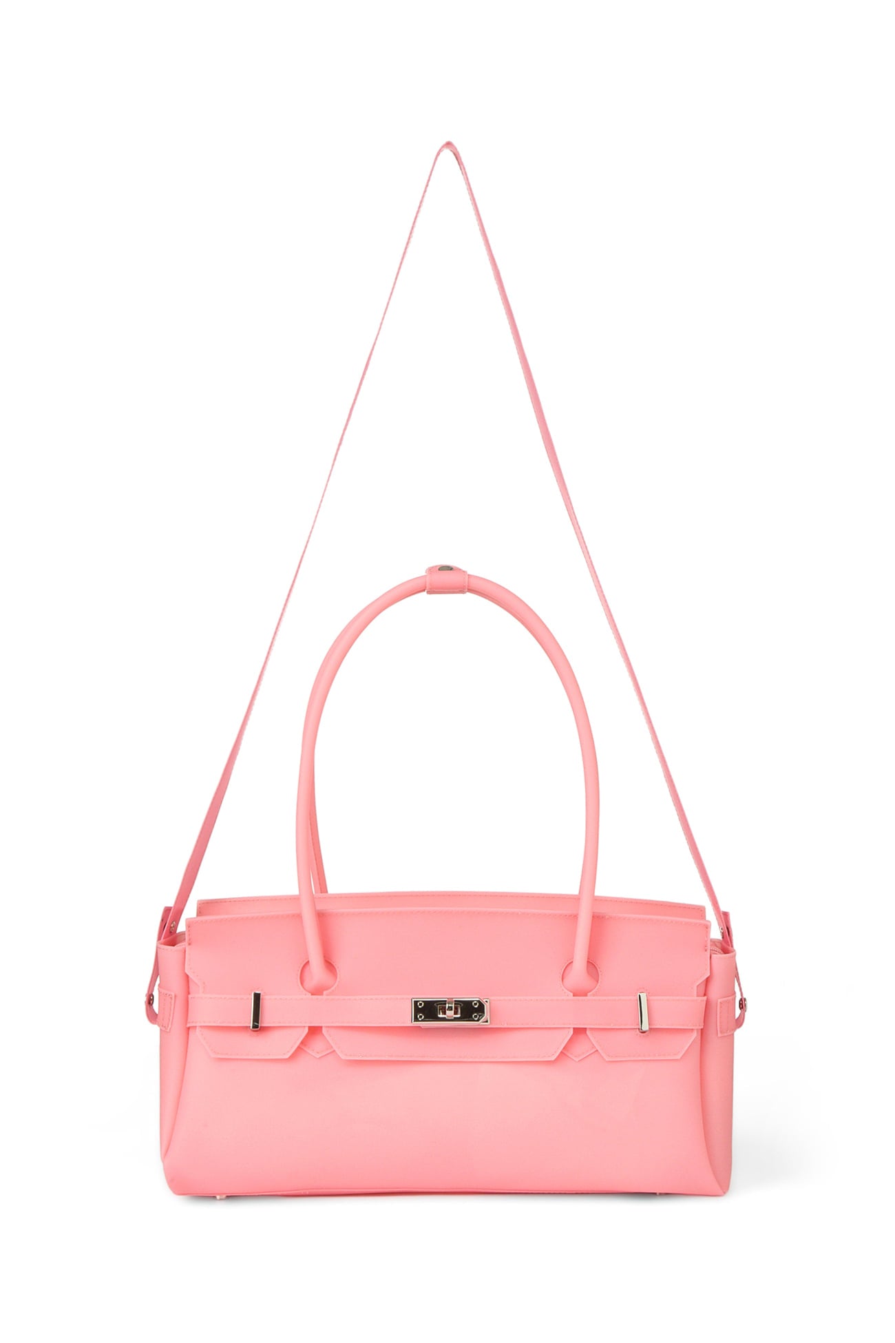 DEINET JELLY TWO-WAY BAG IN DEEP PINK LONG STRAP