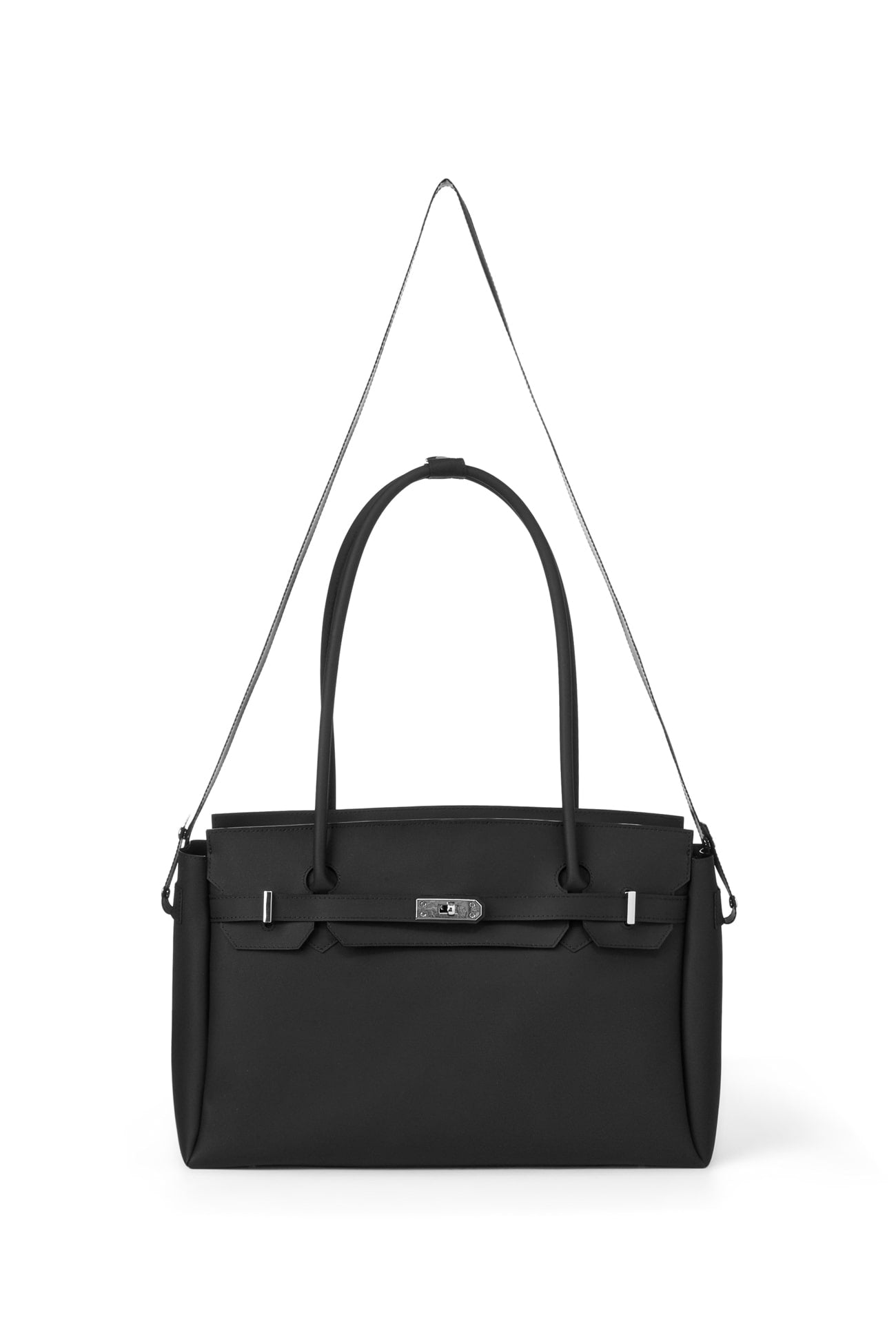 DEINET JELLY TWO-WAY BIG BAG IN BLACK LONG SHOULDER STRAP