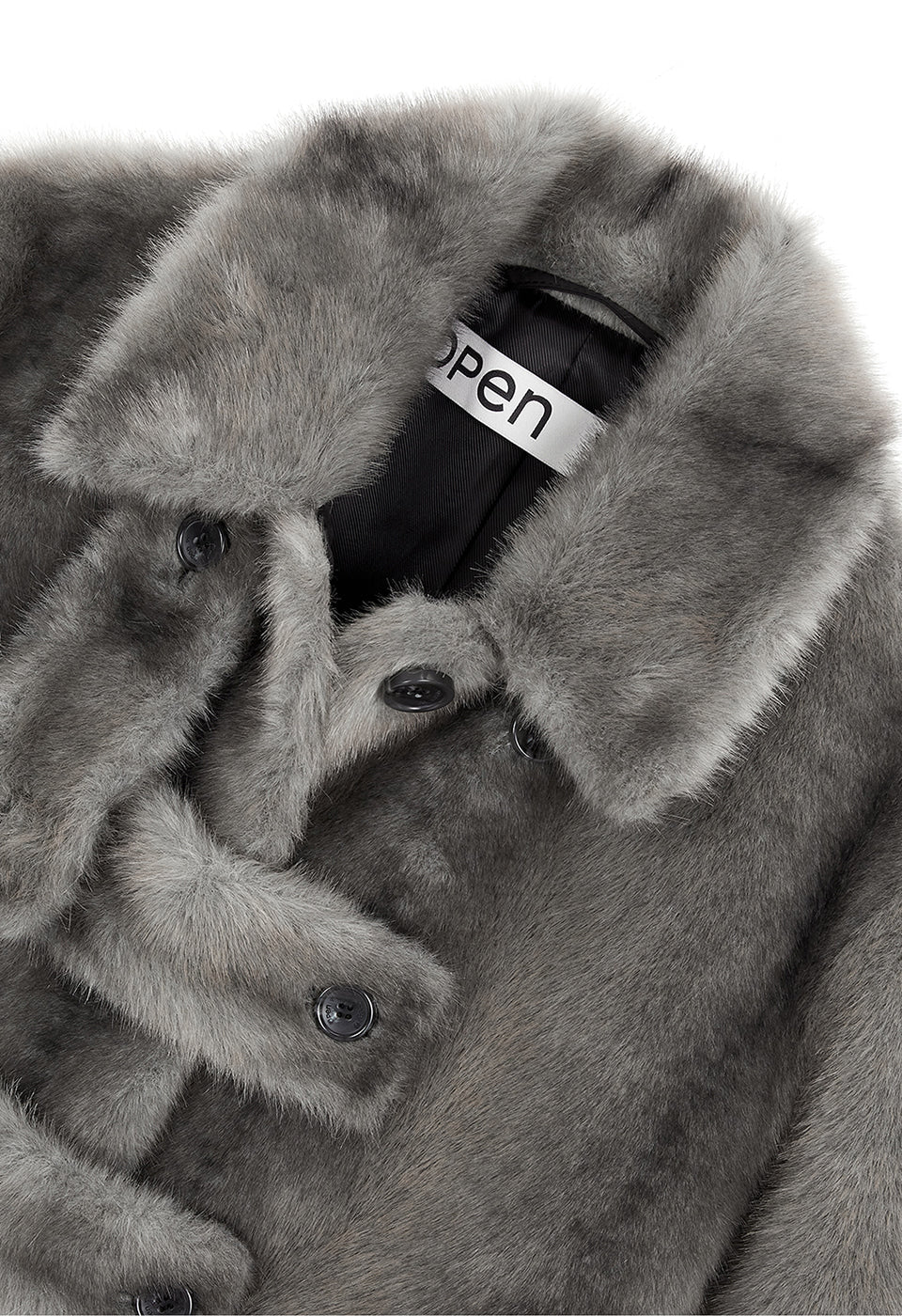 OPEN YY FAUX FUR TAB TOGGLE JACKET, GRAY – SeoulSeoul