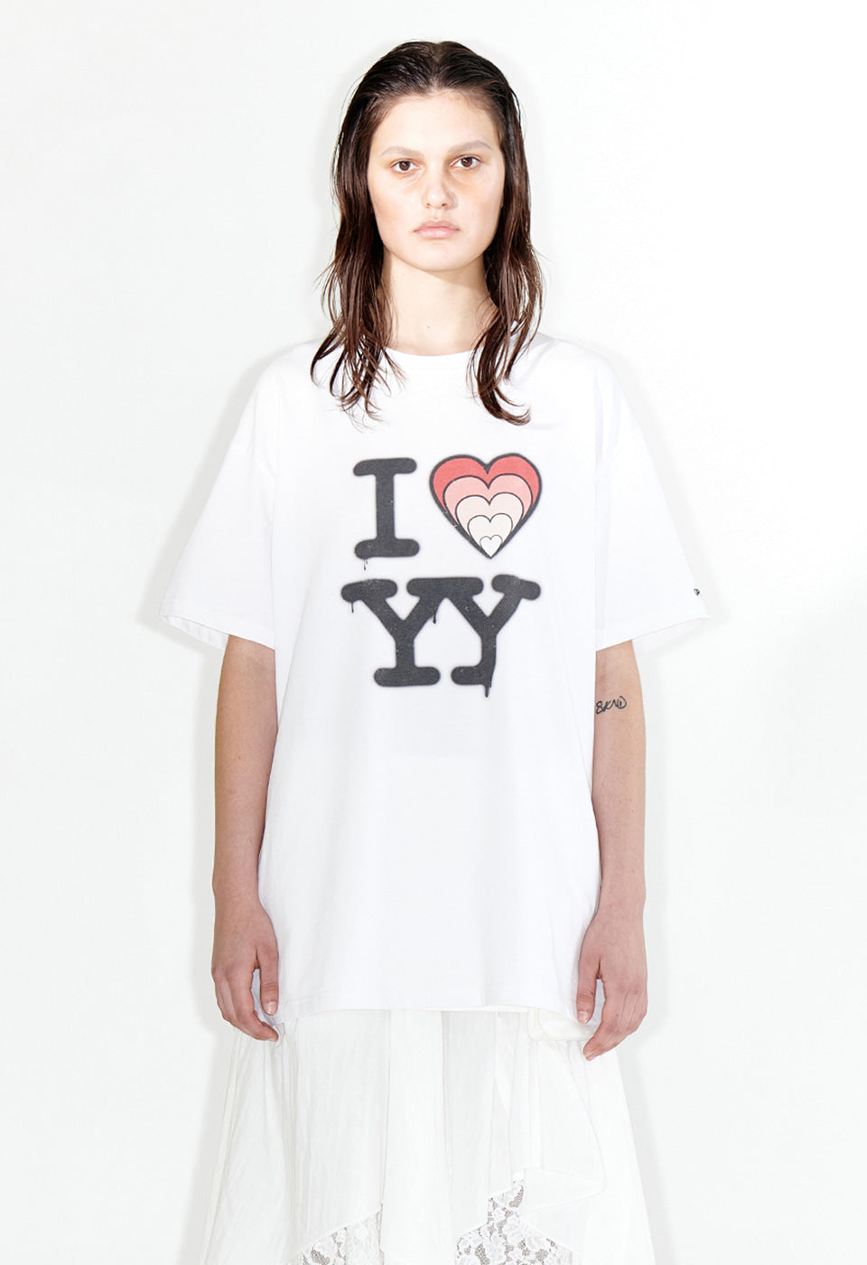 トップス OPEN YY I LOVE YY Overfit T-Shirt Open Yy T-Shirt I Love YY BOX Tee Women Crewneck Short