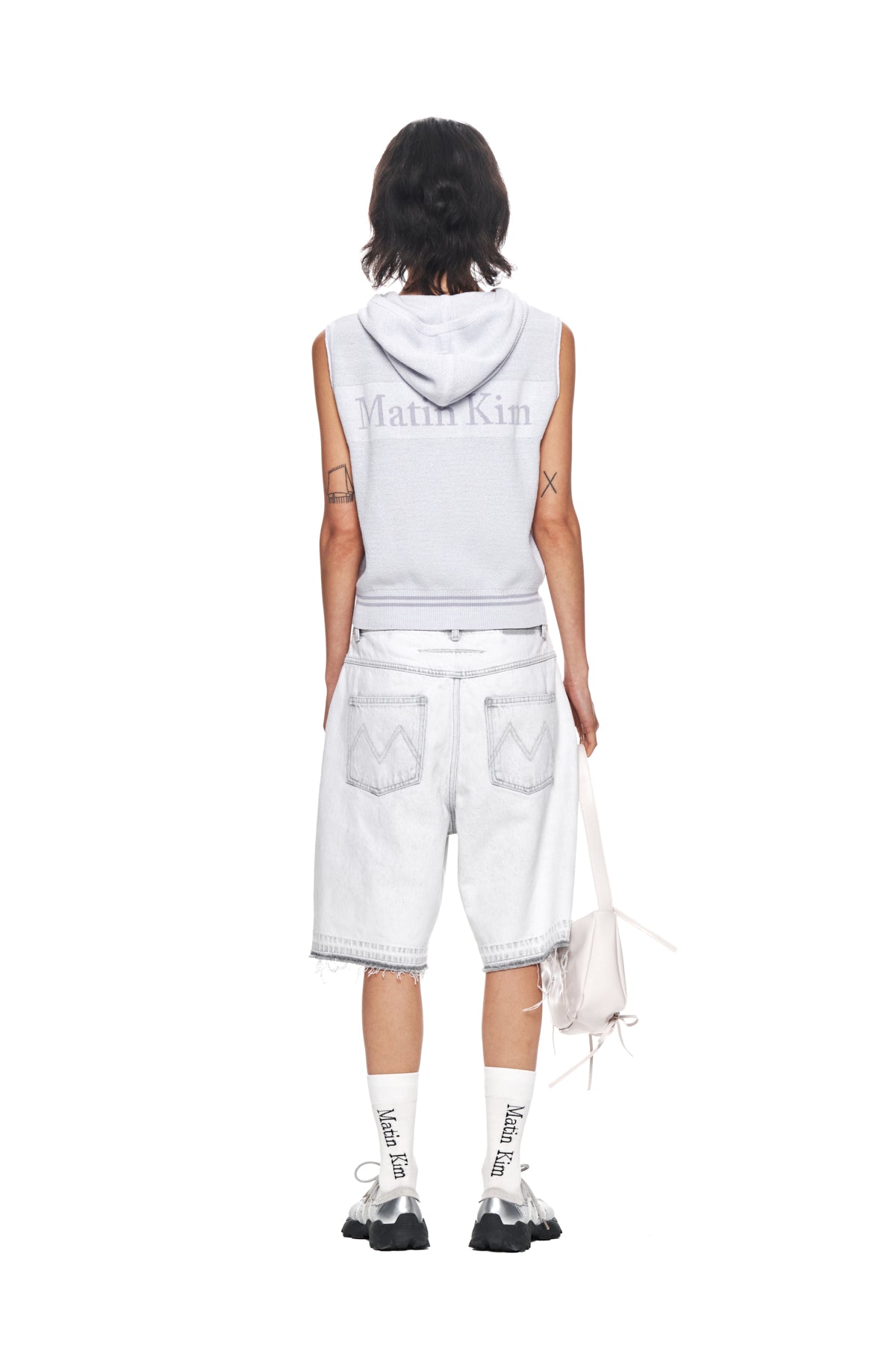 【MATIN KIM】HOODY POINT LOGO KNIT VEST FOR WOMEN Matin Kim Hoody Point Logo Knit Vest For Women In Lilac