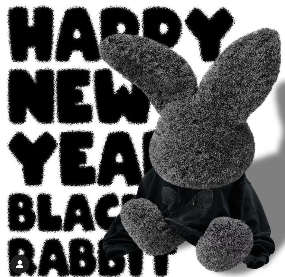 acmé de la vie ADLV BLACK FUZZY RABBIT SHORT SLEEVE T-SHIRT