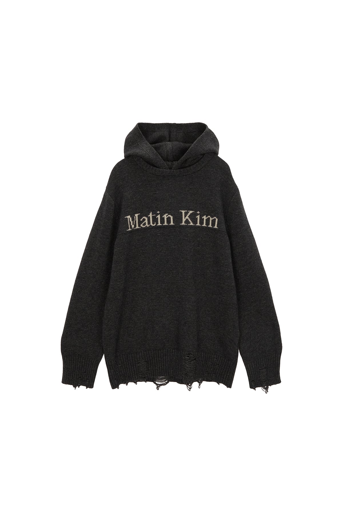 MATIN KIM DAMAGE LOGO KNIT HOODIE – SeoulSeoul