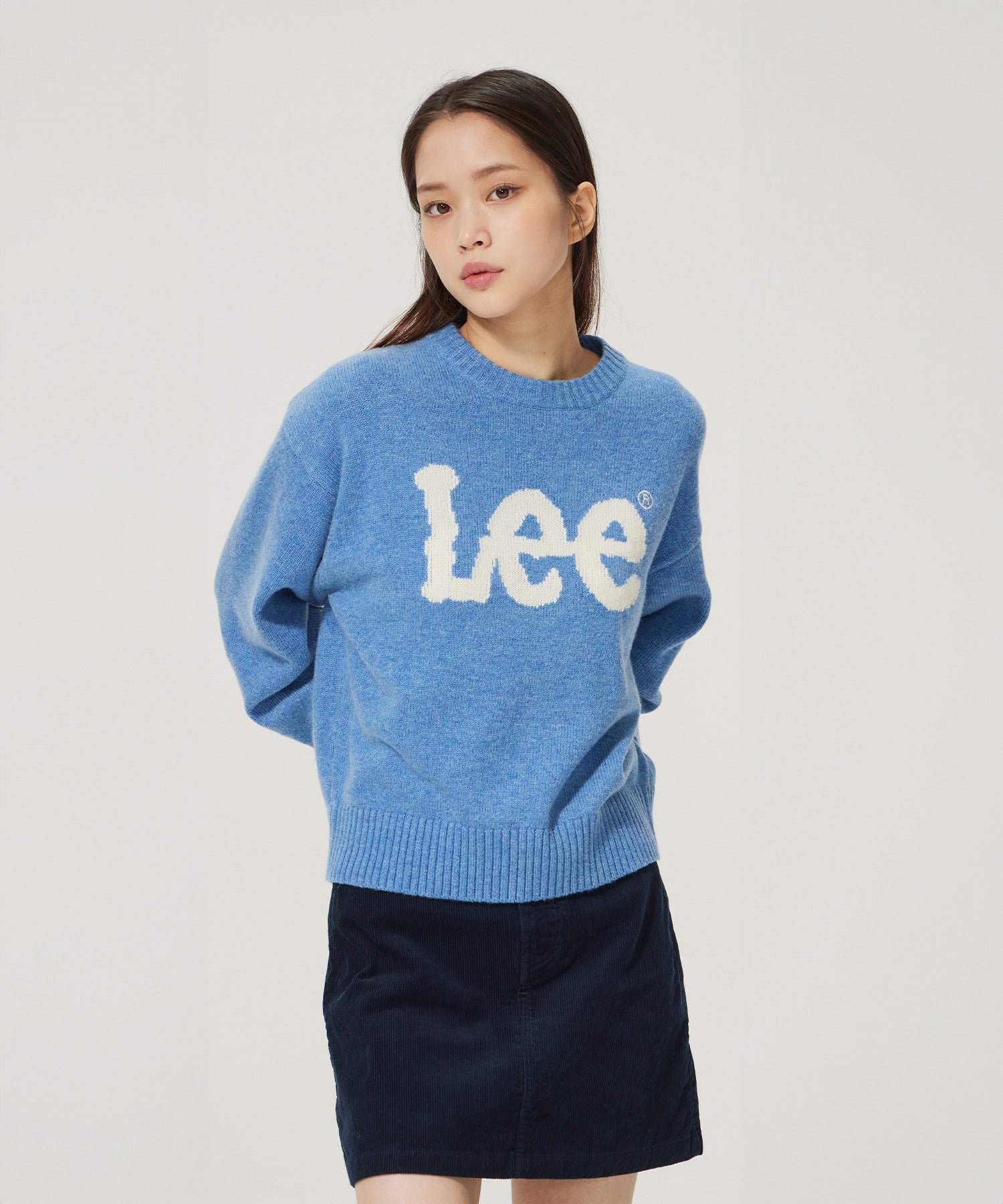 LEE Big Twitch Logo Knit Blue – SeoulSeoul